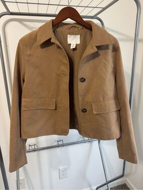 H&M faux suede tan jacket size M